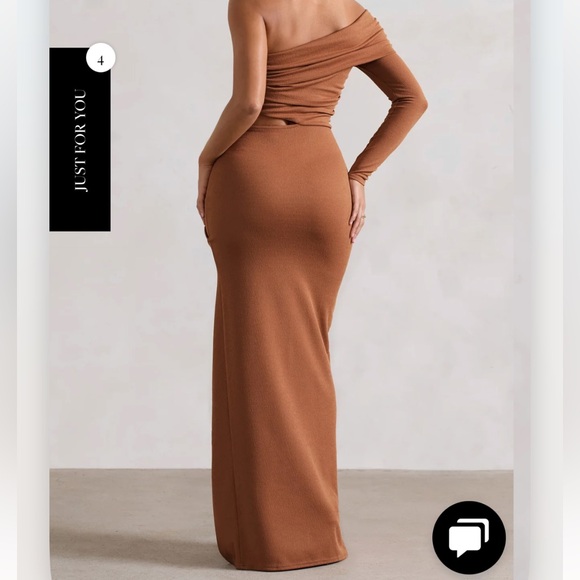 Camel One Sleeve Maxi Dress - Picture 2 of 5